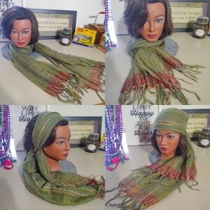 BOHO Open Weave And Metallic Scarf